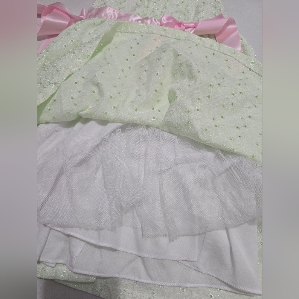 Bonnie Jean Eyelet Green Sleveless Dress For Girls Size 6x - Picture 7 of 9